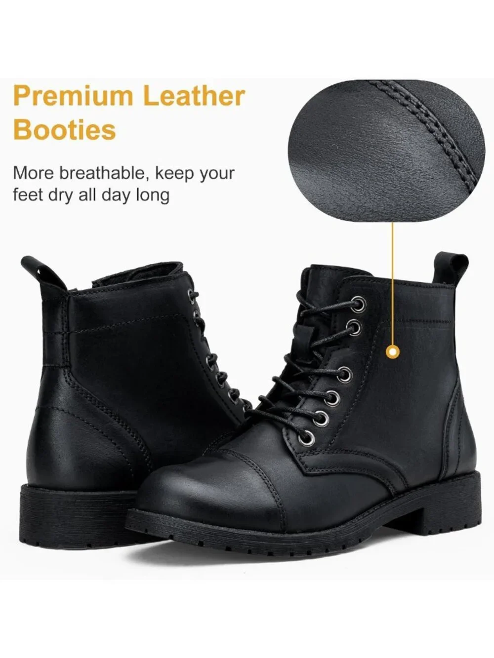 Stylish Lace-Up Combat Ankle Boots with Cap Toe & Low Block Heel for Women